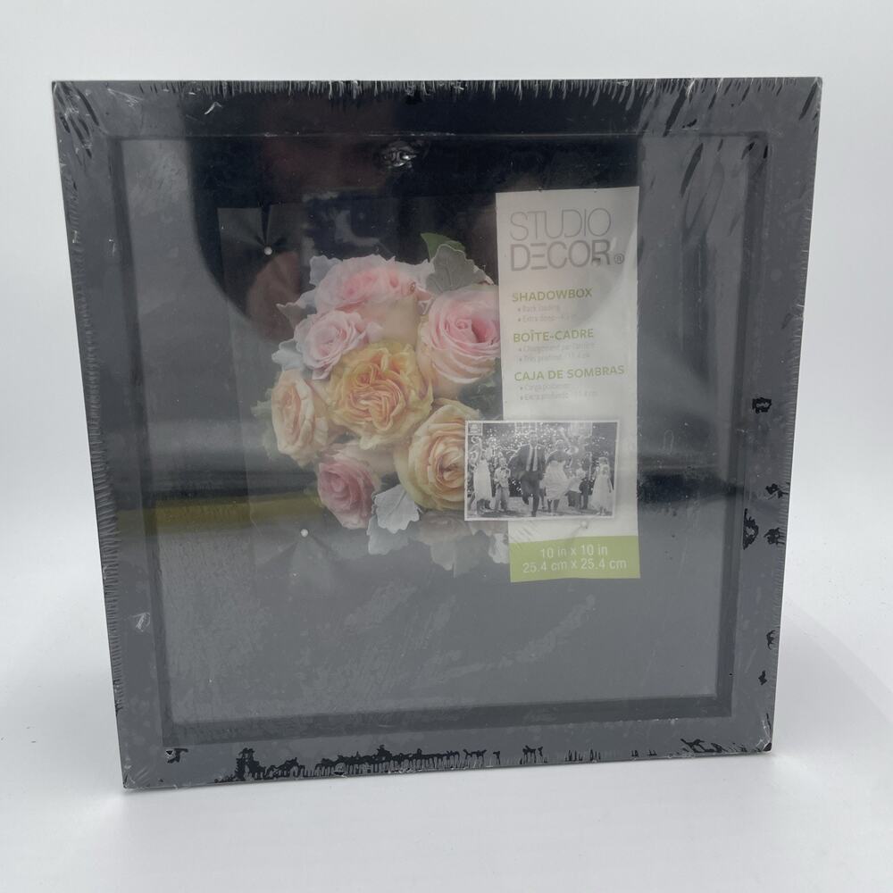 11.25 x 11.25 x 4.5 Shadowbox Black Clear Plastic Front Memory Box Wall Display